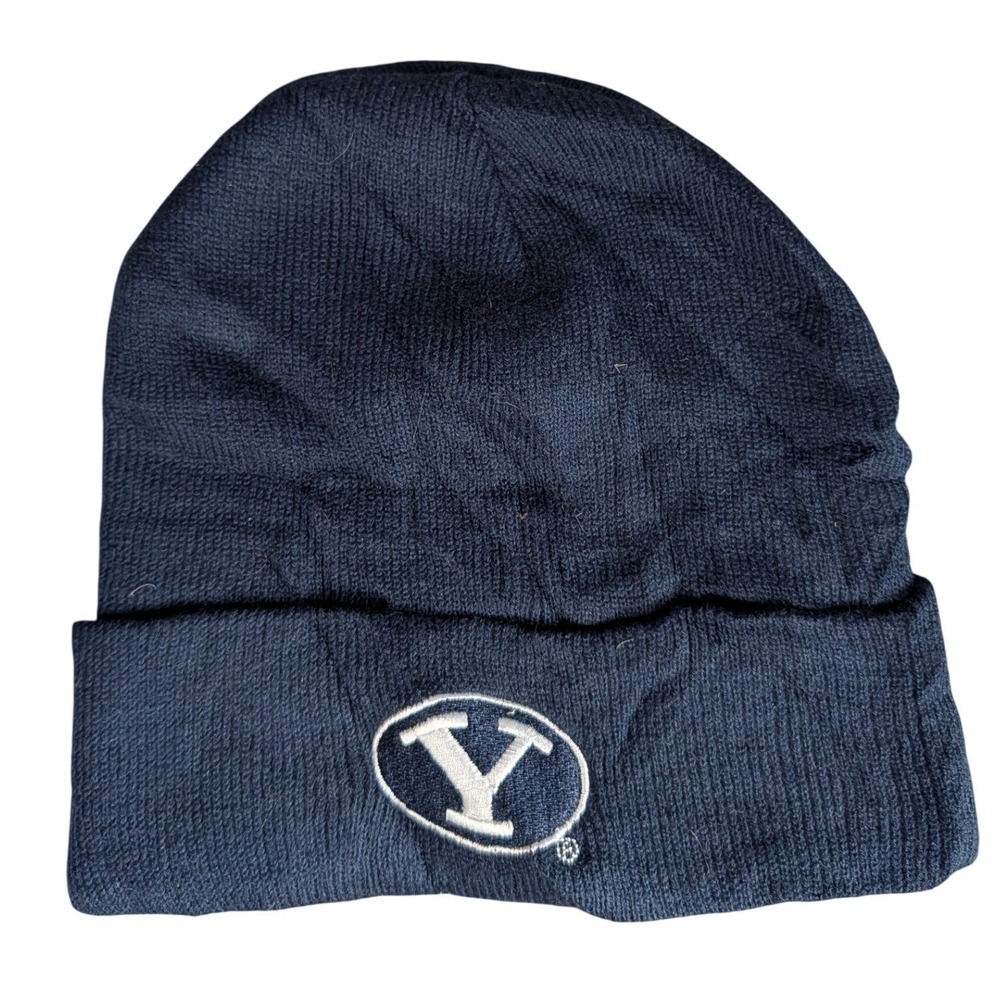 BYU‎ Cougars NCAA Navy Blue Cuffed Knit Beanie Hat Embroidered Y Logo 4383